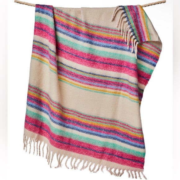 Free People Other - Free People Skye Stripe Fringe Throw, 50"x 60" NWT